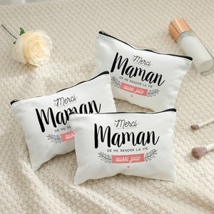 Merci Maman De Me Rendre <span class=keywords><strong>La</strong></span> Vie Aussi <span class=keywords><strong>Jolie</strong></span> Borsa per il Trucco Personalizzata con Motivo, Beauty Case da Viaggio - Product Image 5
