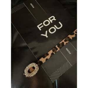 Fiori Women's Leopard Print <b>Belt</b> With Crystal Buckle Synthetic Leather <b>Wedding</b> Accessory Standard Size - Product Image 3