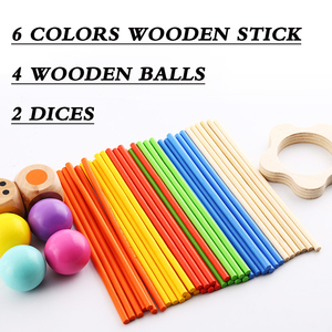 New Design Early Educational Rocket-shaped Acrylic Wooden Stick Game Tower Color Sorting Balance Ball Falling Toys for Kids - Product Image 3