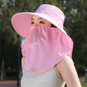 Sombrero de protección solar de verano para mujer con cubierta facial, sombrero de pescador transpirable, máscara facial completa, protector de cuello, para recolección de té al aire libre - Product Image 1