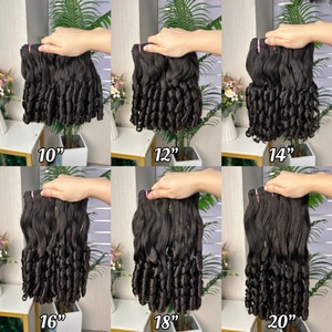 12a Fumi Super Double Drawn Virgin Black Human Hair Rose Curly Hair Bundles - Product Image 1