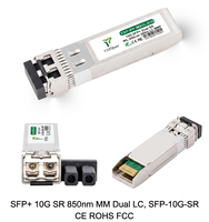Transceiver Optik 10G SFP+ SR 850nm 300m Serat Multimode (MMF) LC Duplex Modul DDM Kompatibel SFP-10G-SR