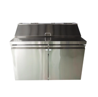 Table de préparation commerciale 2 portes pour salades et pizzas, réfrigérateur vitrine à refroidissement par air intégré