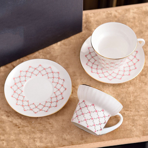 Rose Relief Flower Double <b>Cup</b> Plate Light Luxury Simple Bone China Coffee <b>Cup</b> Plate Afternoon <b>Tea</b> <b>Cup</b> Plate <b>Set</b> - Product Image 4