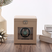 Boîte de remontoir de montre automatique à 1 emplacement Boîte de rangement en bois luxueux en cuir MDF PU pour l'emballage de la montre