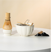 Ensemble Matcha Blanc 4 Pièces Kit de Matcha Personnalisé Style Japandi Fouet à Matcha en Bambou Chasen