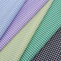 Tissu popeline uni en polyester-coton en stock, motif quadrillé pour chemises et robes printemps-été