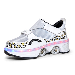 Zapatos con ruedas retráctiles, 4 ruedas, suela TPR, zapatillas populares de doble <span class=keywords><strong>fila</strong></span>, zapatos con ruedas para niños y niñas - Product Image 3
