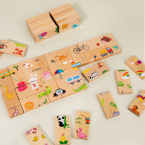 Jeu de dominos en bois pour enfants, blocs d'empilage, connecteurs <span class=keywords><strong>math</strong></span>ématiques, jouet éducatif pour garçons et filles - Product Image 4