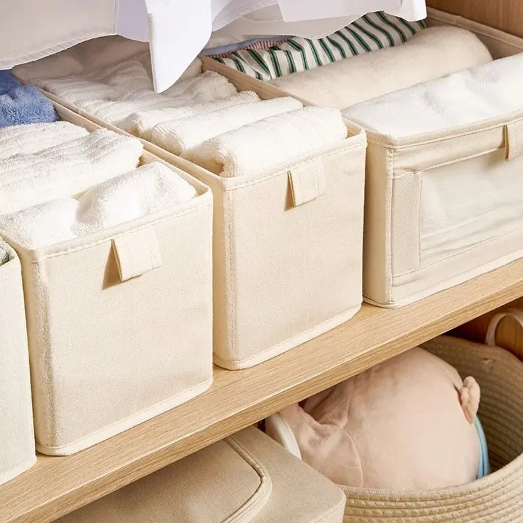 درج خزانة قماش قابل للطي، مقسم على شكل مكعبات، منظم حاويات، صندوق تخزين للملابس الداخلية والملابس
