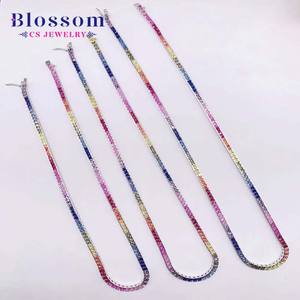 חולצות פריחות תכשיטים מקוריים 925 באיכות גבוהה מקורית, שרשרת זירקוניה שרשרת טניס נשים משובחים - Product Image 5