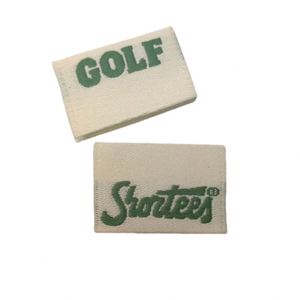 Étiquette tissée personnalisée en polyester haute densité avec ourlet plié au centre, étiquette de taille pour vêtements en damassé, étiquette de col tissée - Product Image 1