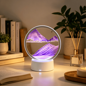 Modern Desk Lamp - 3D <b>Light</b> Emitting Diode Desk Lamp, <b>LED</b> Moving Art Dynamic Sand Scenery Flow Sand Painting, Quick Sand Lamp - Product Image 4