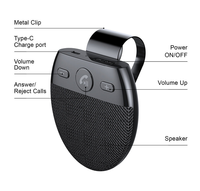 SP11 Mini haut-parleur multipoint à clipser sur pare-soleil avec kit mains libres sans fil pour voiture, connexion USB et lecteur MP3
