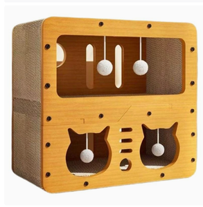 Rascador para Gatos Multicapa, Resistente a Mordeduras, Transpirable, con Diseño de Cara de Gato, 45x51x27 cm, Mueble de Madera para Gatos Medianos - Product Image 1