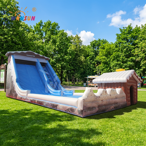 WINSUN Commercial Tropical PVC Inflatable Water <b>Slide</b> Double Lane Slip with Swimming <b>Pool</b> - Product Image 1