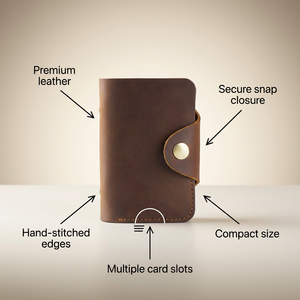 WRIZA Button Thin <b>Wallet</b> Retro Genuine Leather Coin Purse Short Business <b>Card</b> Holder Cover Closure Multifunction for <b>Men</b> - Product Image 5
