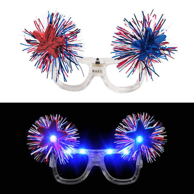 LED Star Sunglasses for Night Parties Flashing Plastic Glasses for New Year Christmas & 4th of July Celebration