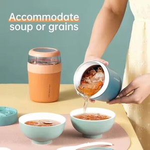 ถ้วยสลัดแบบพับเก็บได้พร้อมช้อนสำหรับอาหารเช้าโยเกิร์ตซีเรียลและข้าวโอ๊ตข้ามคืนขนาด500มล. แบบพกพา - Product Image 4