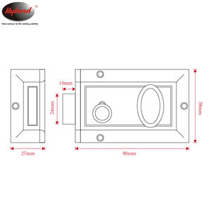 高品质夜闩轮圈锁，海兰564热卖锌合金压铸60毫米背套轮圈门锁 - Product Image 3