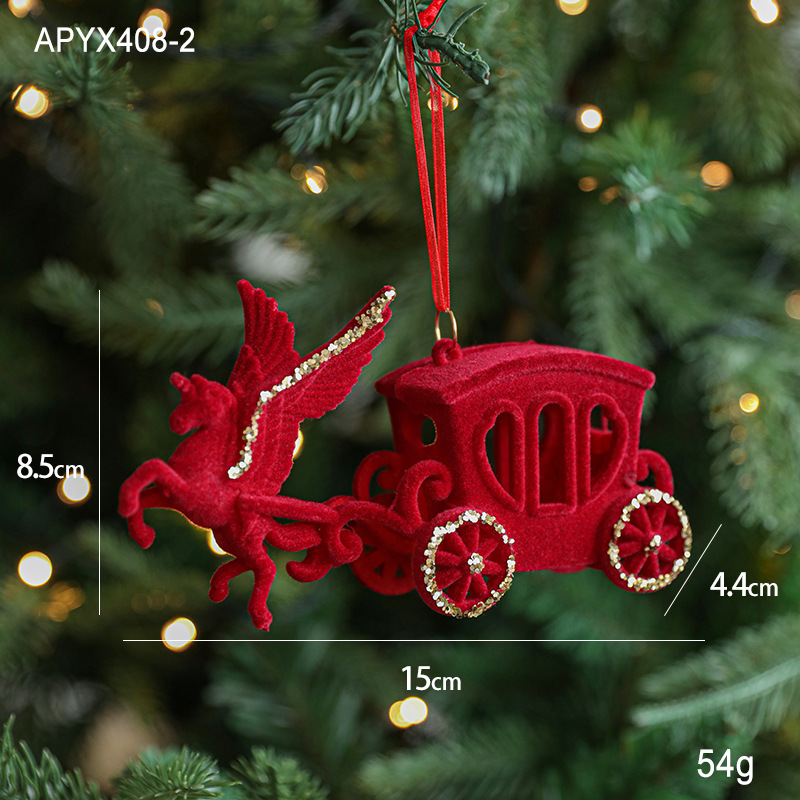 Chariot à cheval floqué rouge - Rouge