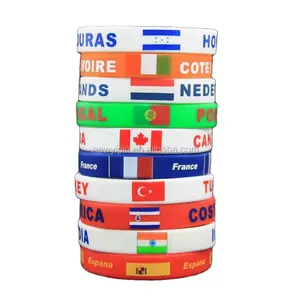 Professional Various Countries Flags Silicone Hand Bands Factory Custom LOGO Funny Silicone Wristband Bracelets For Gives