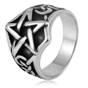 yunnique Men's Stainless Steel Five Pointed Star <b>Ring</b> Retro Style Jewelry Gift For Him - Product Image 1