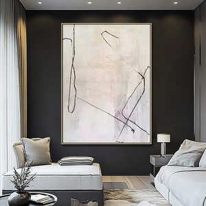 Decorazione murale per la casa fatta a mano in bianco e nero minimalista Wabi dipinti di tela <span class=keywords><strong>contemporanea</strong></span> linea <span class=keywords><strong>arte</strong></span> - Product Image 3