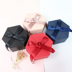 Unique Gift Box Unique Design Paper Cardboard Gift Packaging Hexagonal Jewelry Storage Box Red Gift Box