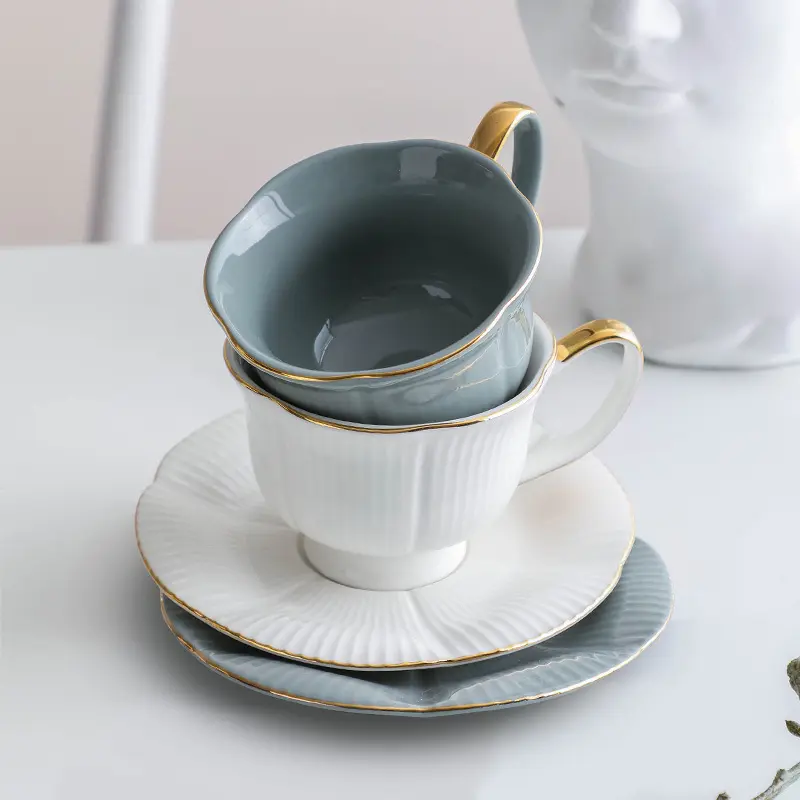 Set mit 1 Royal Tea Cups und Untertassen mit Gold besatz 6,5 Unzen Porzellan Teese rvice & britischen Kaffeetassen Latte Cups und Espresso Mug