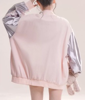 Manteau pour filles personnalisé col rond à manches longues veste épissée pour filles Style Preppy broderie de couleurs contrastées veste de baseball de grande taille