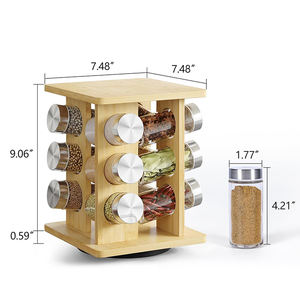ชั้นวางเครื่องเทศหมุนได้ WDF พร้อมที่เก็บเครื่องปรุงรส 12 กระปุก ชุดชั้นวางเครื่องเทศไม้ไผ่แบบหมุน - Product Image 2