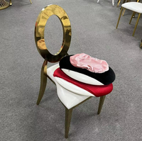 Chaises de mariage de luxe rondes à dossier en O, en acier inoxydable doré, modernes, pour banquets, réceptions, location pour hôtels
