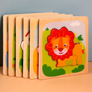Nouveau puzzle en bois coloré pour enfants, dessin animé animal, coordination œil-main, ensemble <span class=keywords><strong>d</strong></span>'éducation précoce, puzzle en bois pour enfants - Product Image 4