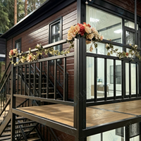 FLKT 2026 Maison conteneur de luxe à double étage et double aile extensible, 4 chambres, villa préfabriquée, maison mobile, espace de vie modulaire