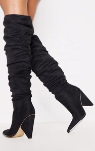 Fashion High Heels <b>Boots</b> Pointed Toe Slip-on Women Shoes Knee High <b>Boots</b> Solid Spike Heels Long <b>Boots</b> for Women - Product Image 5