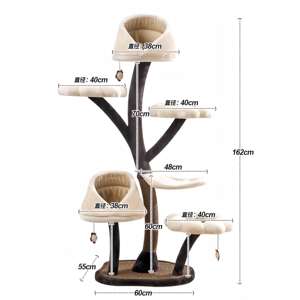 Menara pohon kucing Natal besi besar mewah Modern kayu Solid rumah Kondominium untuk kucing besar desain bunga baru - Product Image 6