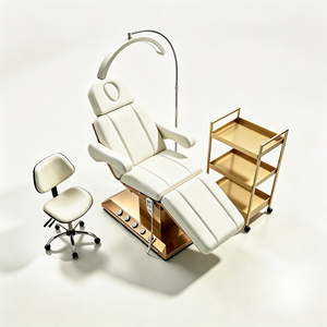 Fauteuil de beauté électrique avec base dorée, 3 moteurs, lit de soin cosmétique réglable, fauteuil de tatouage facial pour salon, clinique, spa - Product Image 6