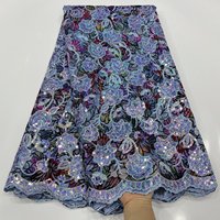 Tissu brodé à base de feuille floquée avec garniture en dentelle à sequins pour robe de mariée, robe de soirée, robe de mariée