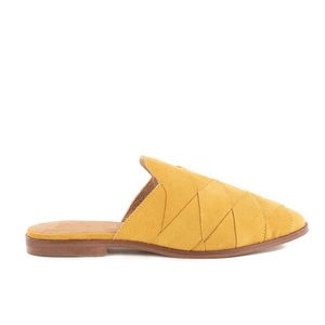 Suede Leather Knit Upper Closed <b>Pointed</b> <b>Toe</b> Backless Slip on <b>Flat</b> Femme Mule Women Shoes Slipper - Product Image 2