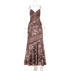 Floral Embroidered <b>Vintage</b> Lace Trim Spaghetti Strap Natural Waist Summer Maxi <b>Dress</b> <b>for</b> <b>Women</b> Boho Casual Wear - Product Image 6