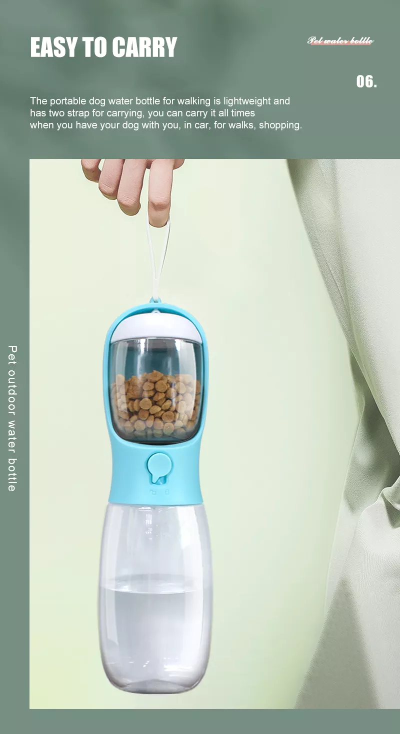 Custom Logo Plastic Travel Pet Feeders Container Food And Water 2 In 1 Portable Pet Bottle