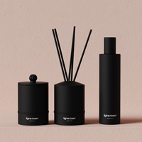 C & H Flacon pulvérisateur en verre pour bougie et diffuseur de roseaux en céramique noir mat de luxe