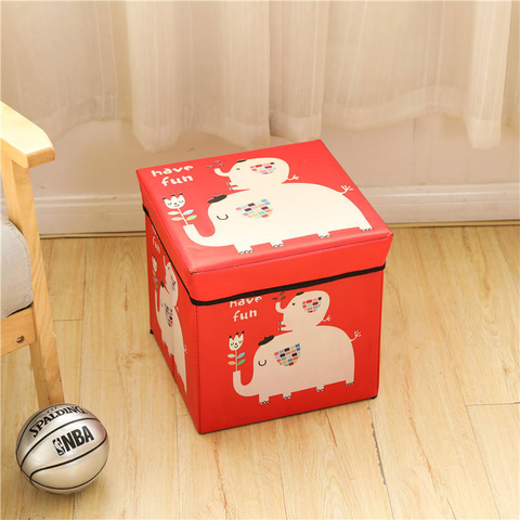 Factory Wholesale Custom Kids Cartoon Fabric Storage Stool Multi-purpose Toy Organizer Foldable Home Toy Storage Box Bins