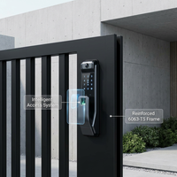 Porte d'entrée en aluminium, panneau à persiennes pour l'intimité, serrure numérique sans clé, double portail battant, utilisation pour cour de villa