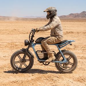 Vélo électrique tout-terrain à pneus larges de 20 pouces, prêt pour la piste désertique, avec suspension avant, idéal pour la conduite sur routes poussièreuses et terrains secs. - Product Image 6