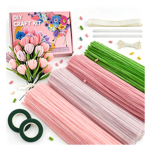 Kit de loisirs créatifs pour enfants : Ensemble de 7 mm de nettoyeurs de pipe en velours de coton pour projets artistiques éducatifs DIY et fleurs faites à la main - Product Image 4