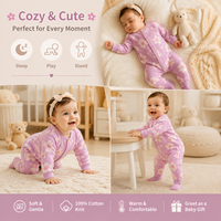 Romper Rajut Bunga 100% Katun untuk Bayi Perempuan, Lengan Panjang, Kancing Depan, Jumpsuit Musim Dingin, Pakaian Bayi, Baju Tidur Bayi Lembut