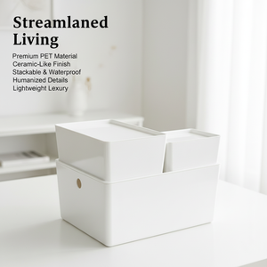Минималистичный контейнер для хранения PET с крышкой, штабелируемые настольные органайзеры с ручками для шкафа, кухни, канцелярии - Product Image 6