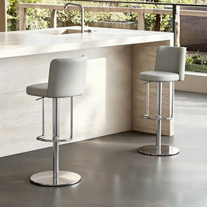 Tabouret <span class=keywords><strong>de</strong></span> <span class=keywords><strong>bar</strong></span> pivotant en acier inoxydable <span class=keywords><strong>de</strong></span> luxe léger, réglable en hauteur, avec dossier, pour l'extérieur, l'hôtel et la salle à manger à domicile - Product Image 3